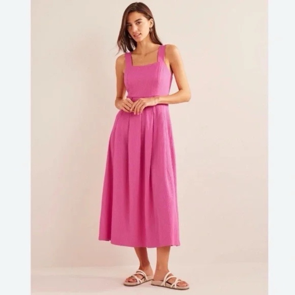 Boden Strappy Seersucker Midi Dress